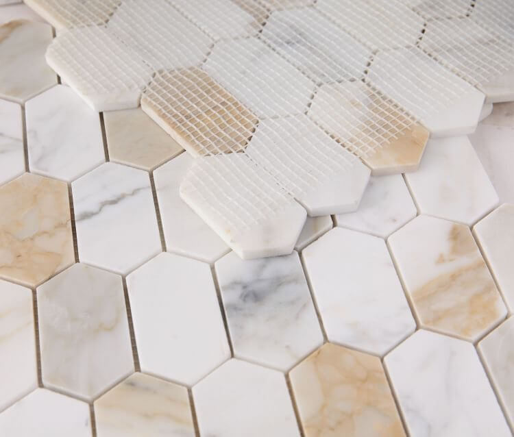 Montage Calacatta Gold Polished 12.5 x 13.25 - Hey Tiles