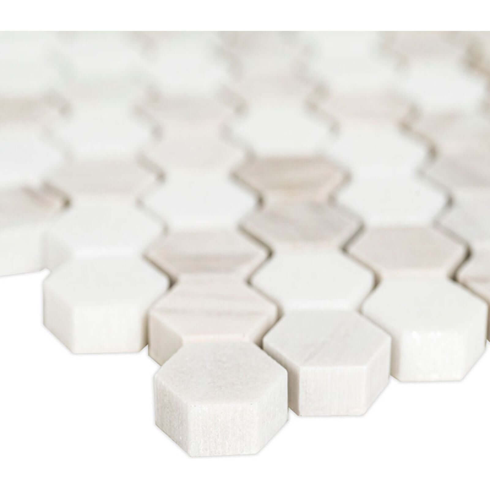 MSI 1” Angora Tibi Polished Hexagon Polished Mosaic - Hey Tiles