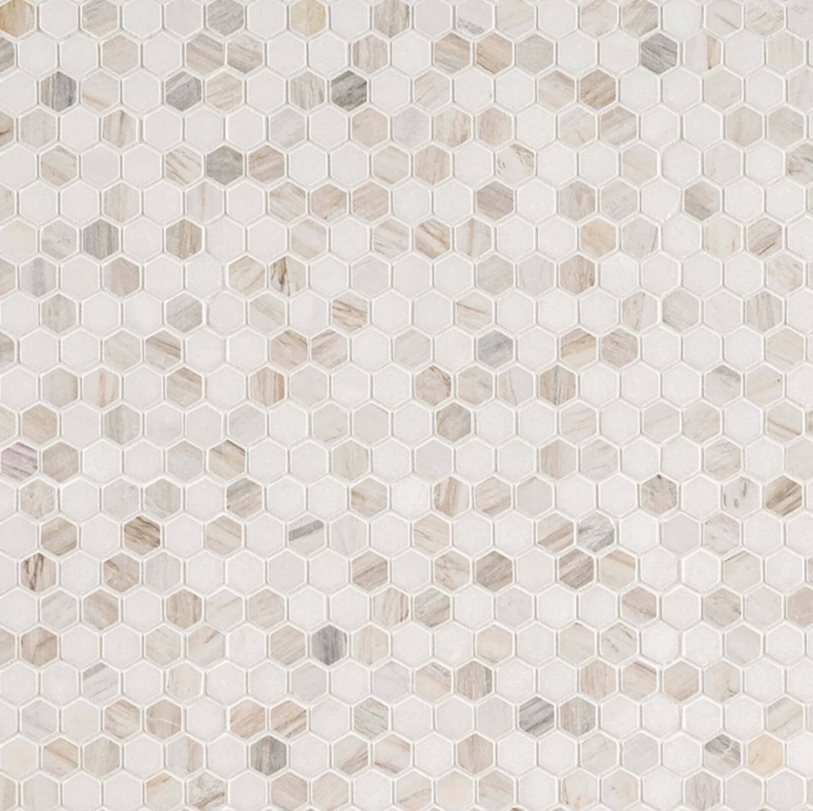 MSI 1” Angora Tibi Polished Hexagon Polished Mosaic - Hey Tiles