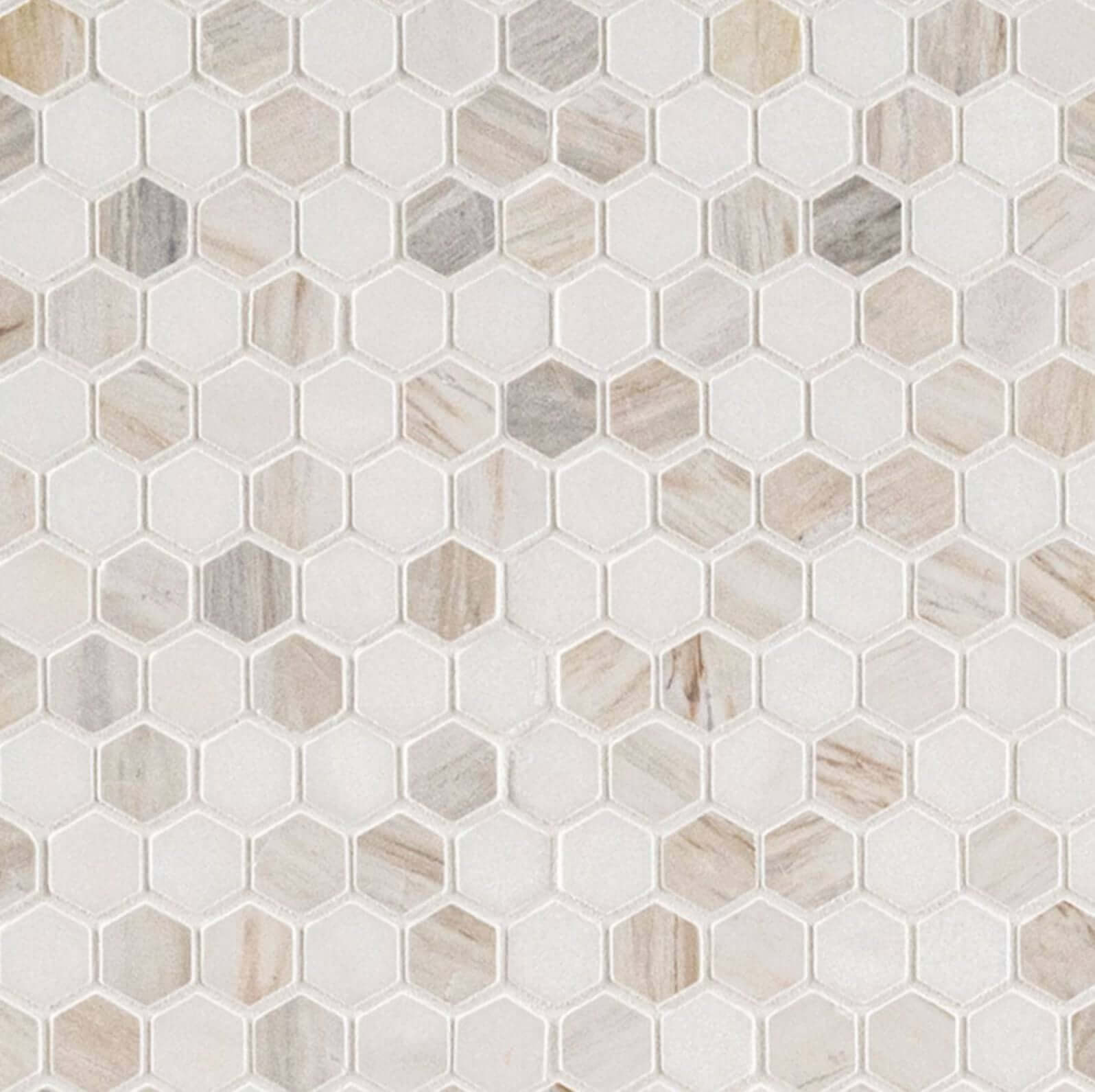 MSI 1” Angora Tibi Polished Hexagon Polished Mosaic - Hey Tiles