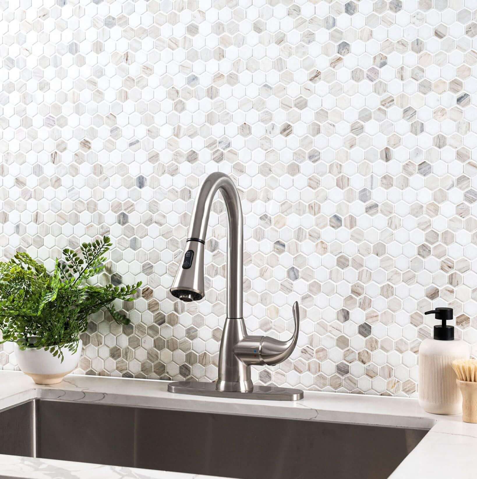 MSI 1” Angora Tibi Polished Hexagon Polished Mosaic - Hey Tiles