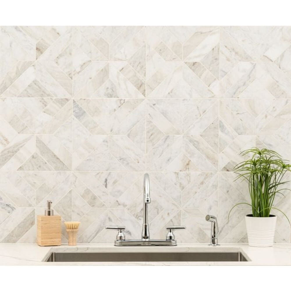 MSI 12x12 Arabescato Venato White Argyle Honed - Hey Tiles