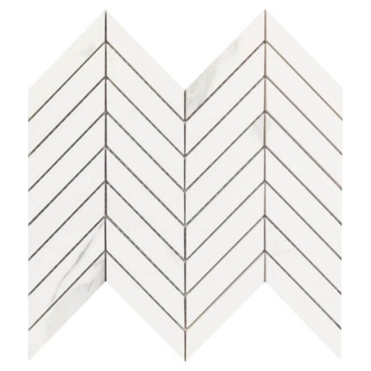 Prestigio Statuario Lucido Chevron 10 x 12 - Hey Tiles