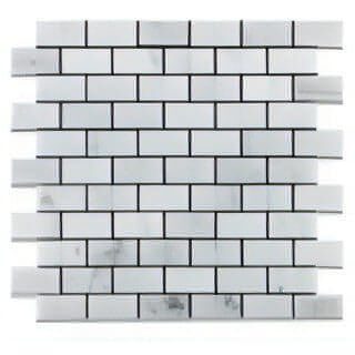 1x2 Carrara White Marble Brick Mosaic Tile - Hey Tiles