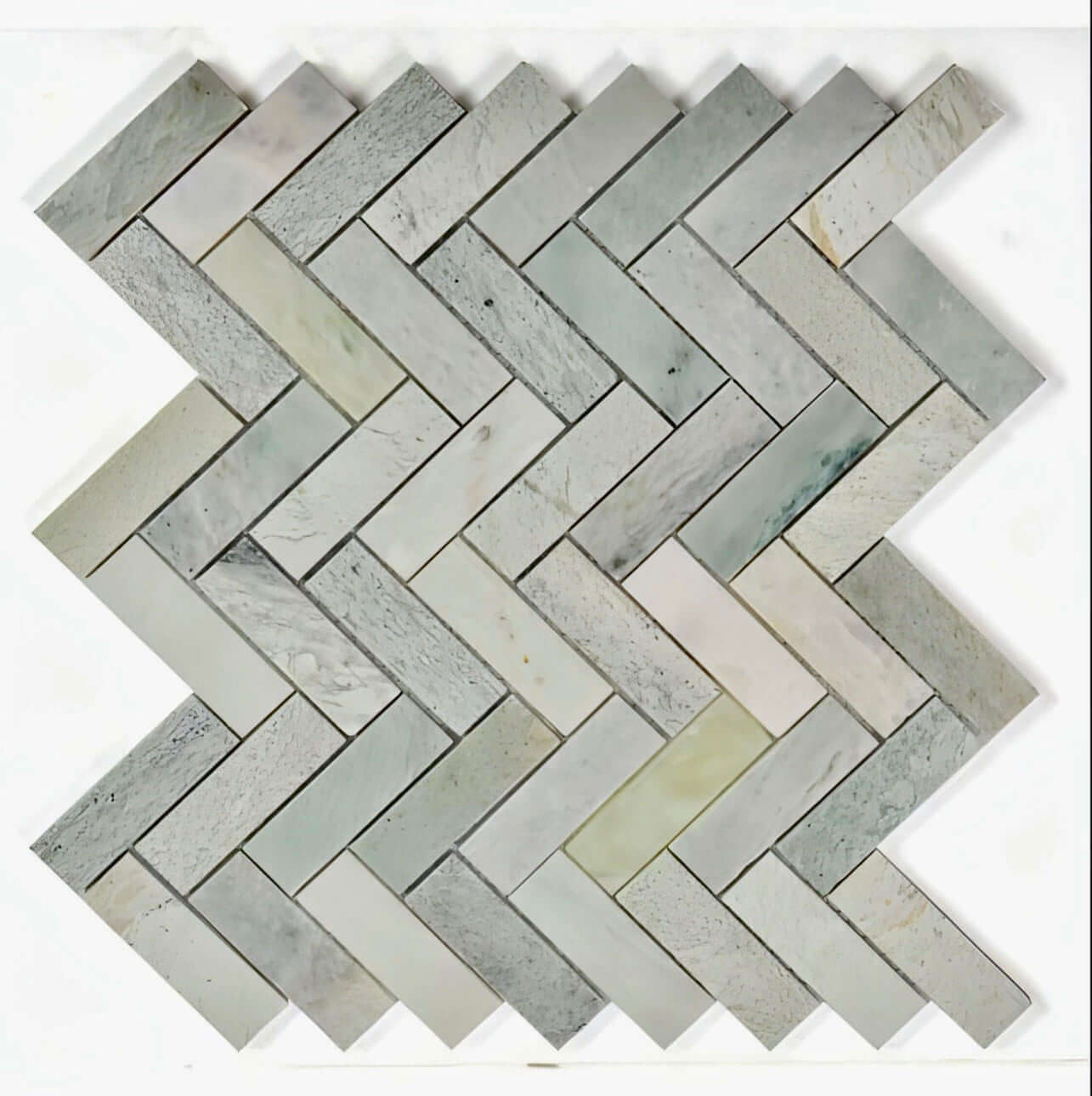 1x2 Icelandic Green Herringbone 11 x 12.5 - Hey Tiles