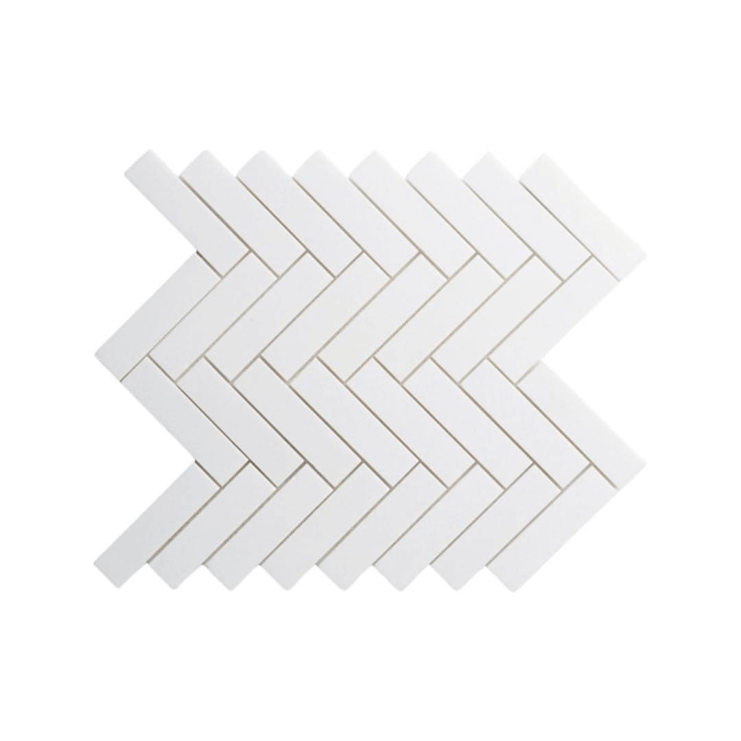 1x3 Thassos White Marble Herringbone Mosaic Tile - Hey Tiles