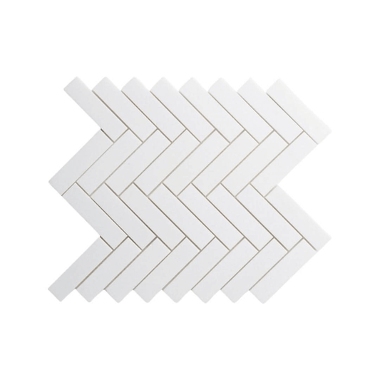 1x3 Thassos White Marble Herringbone Mosaic Tile - Hey Tiles