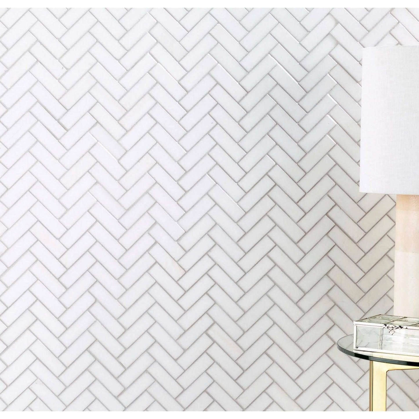 1x3 Thassos White Marble Herringbone Mosaic Tile - Hey Tiles