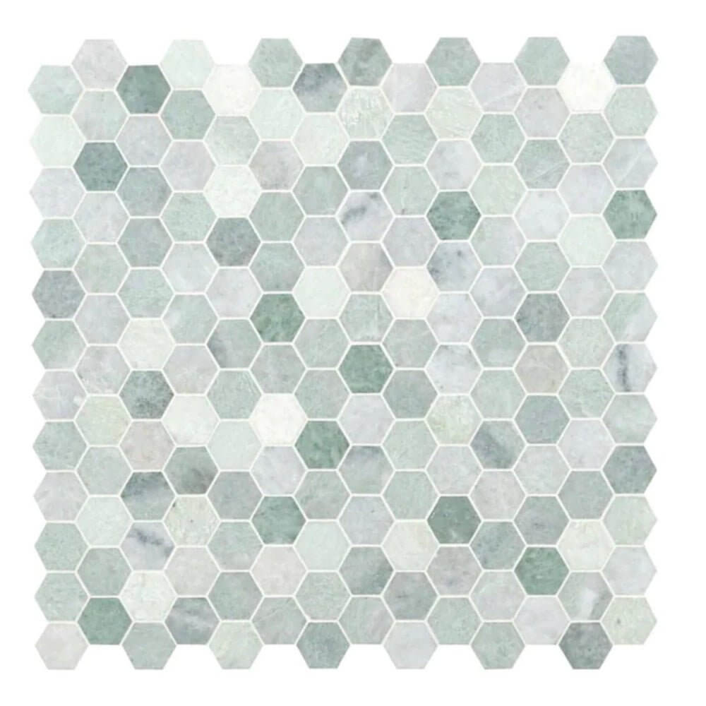 2” Ming Green Polished Hexagon Mosaic Tile - Hey Tiles
