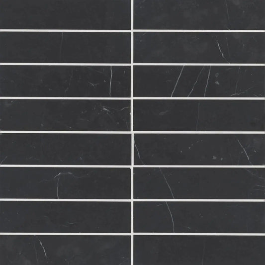2" x 8" Nero Marquina Marble - Hey Tiles