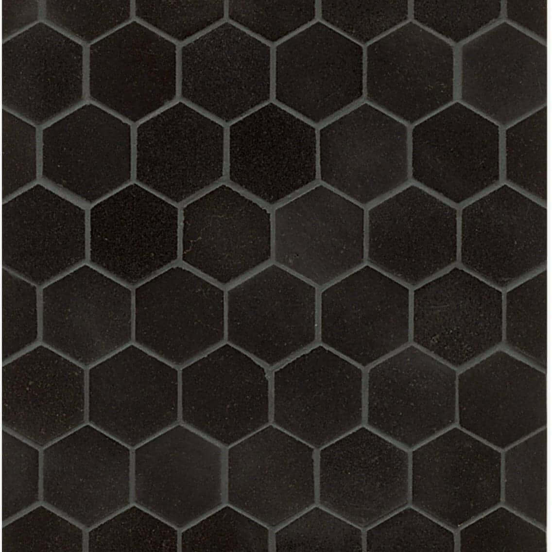 2x2 in. Absolute Black Hexagon Polished Granite Mosaic - Hey Tiles
