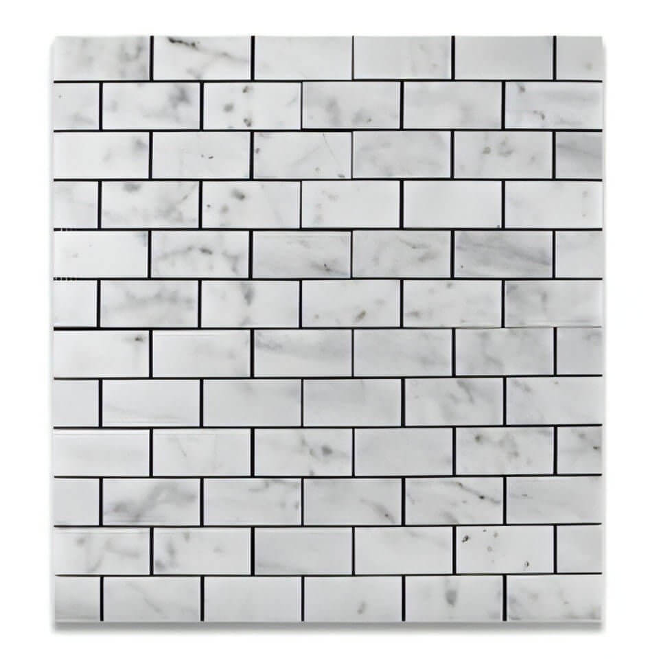 2x4 Carrara White Marble Brick Mosaic Tile - Hey Tiles
