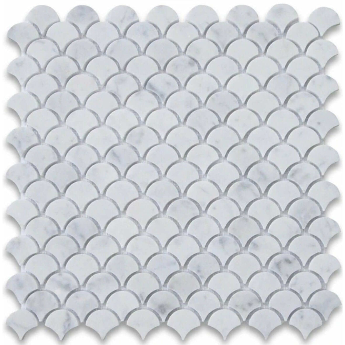 3/4” Carrara White Marble Honed Fan Mosaic Tile - Hey Tiles