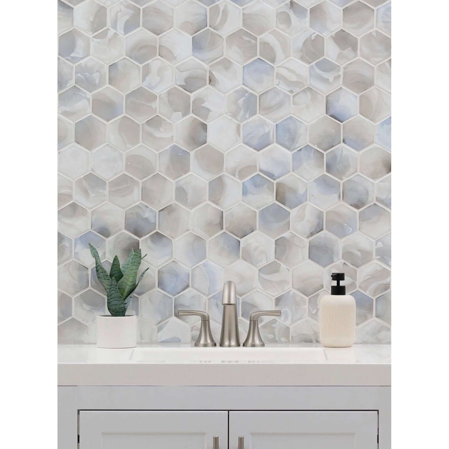 Akoya Pearl 3” Hexagon Mosaic Tile - Hey Tiles