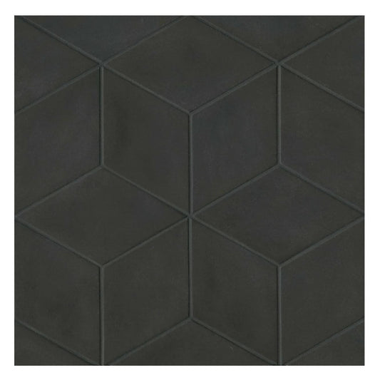 Allora 7.5" x 12.75" Rhomboid Matte Porcelain Tile in Solid Black - Hey Tiles