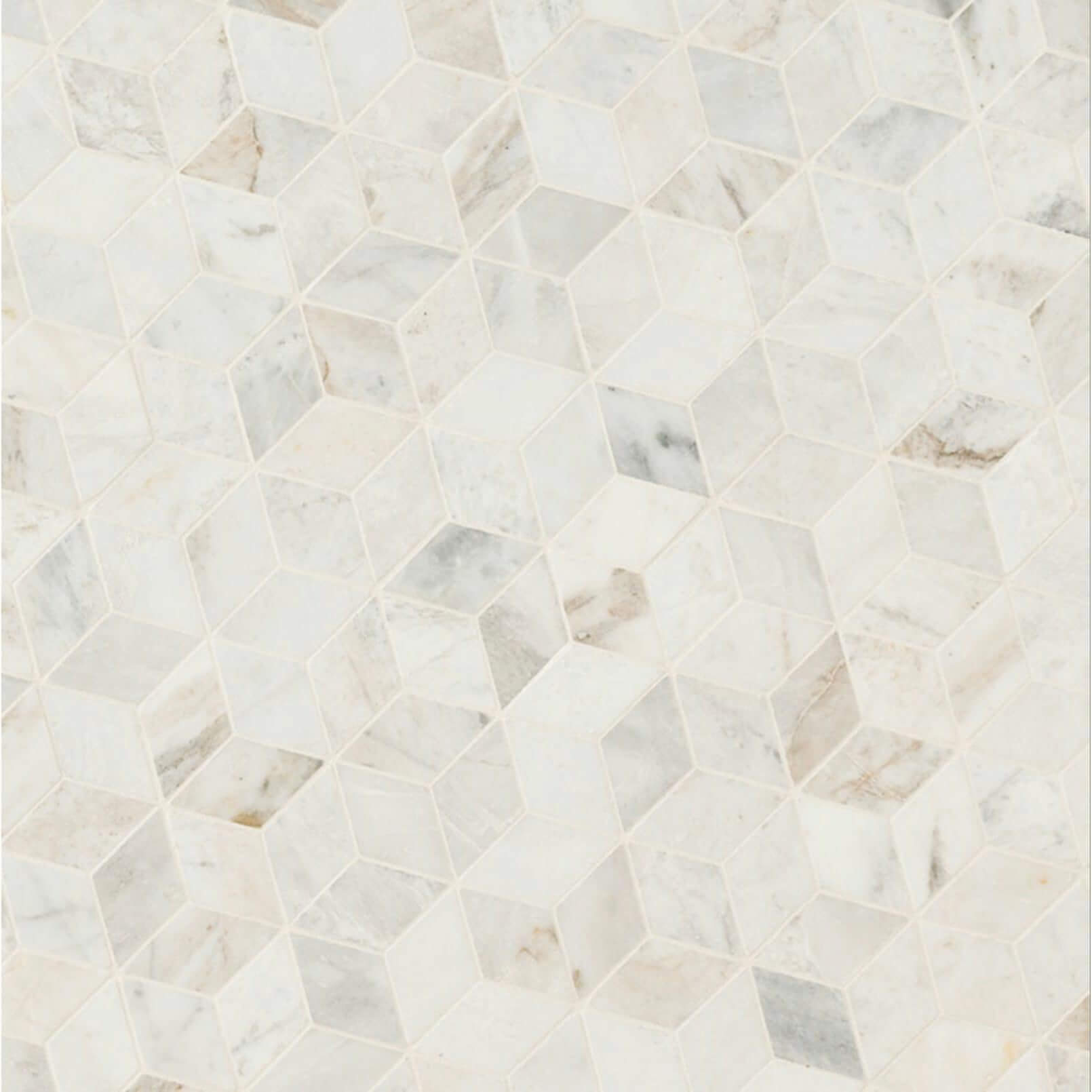 Arabescato Venato Calacatta White Cube Honed Mosaic Tile - Hey Tiles