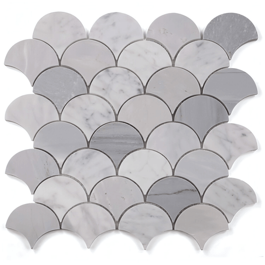 Bardiglio Italian Gray in Fan Shape 12 x 12 - Hey Tiles