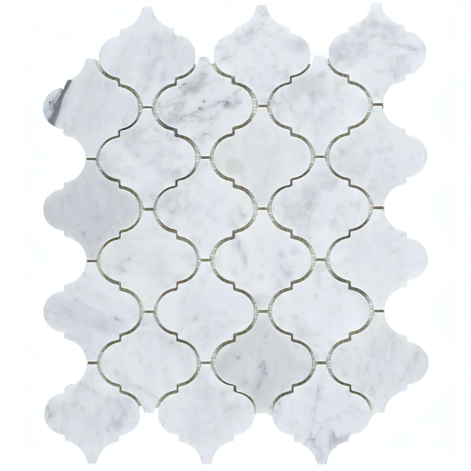 Carrara White Marble Honed Lantern Arabesque Mosaic Tile - Hey Tiles