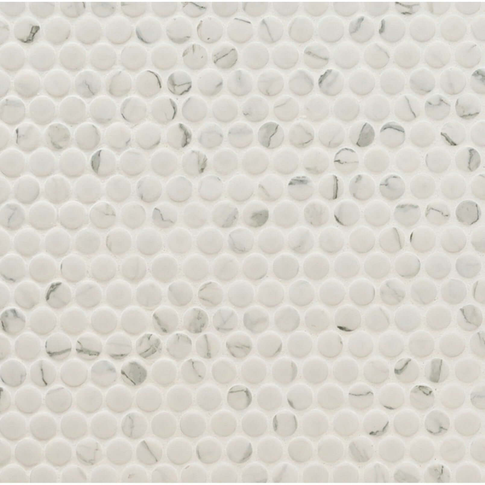 Carrara White Penny Round Porcelain Tile - Hey Tiles