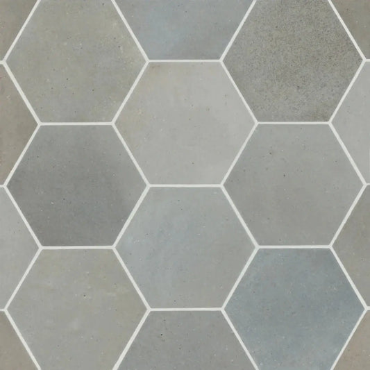 Celine 4" Hexagon Porcelain Floor & Wall Tile in Blue - Hey Tiles