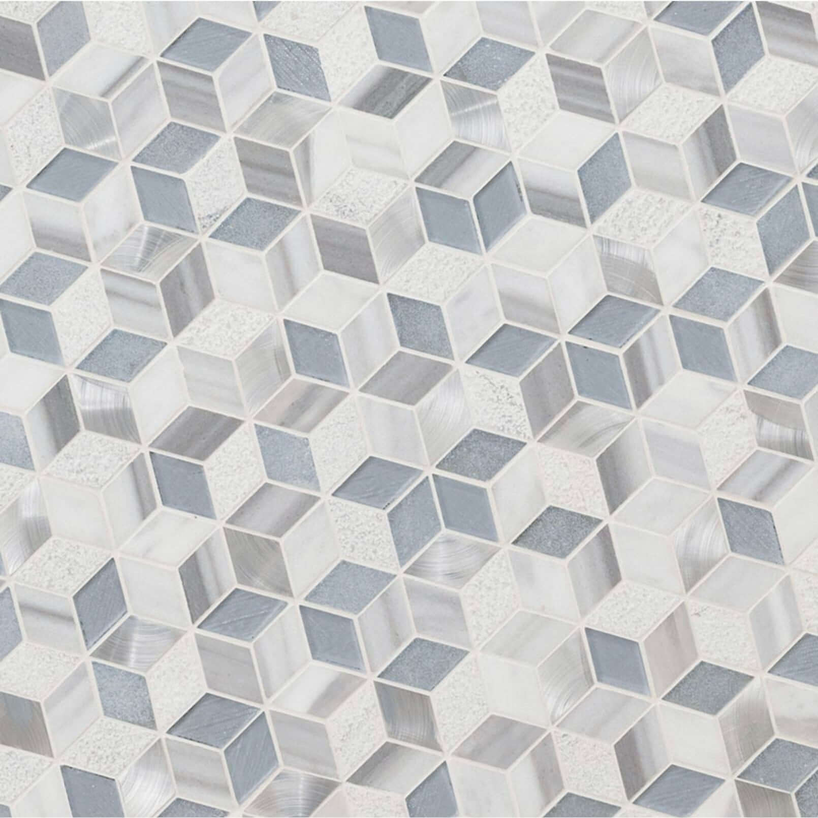Harlow Cube Pattern Mosaic Tile - Hey Tiles