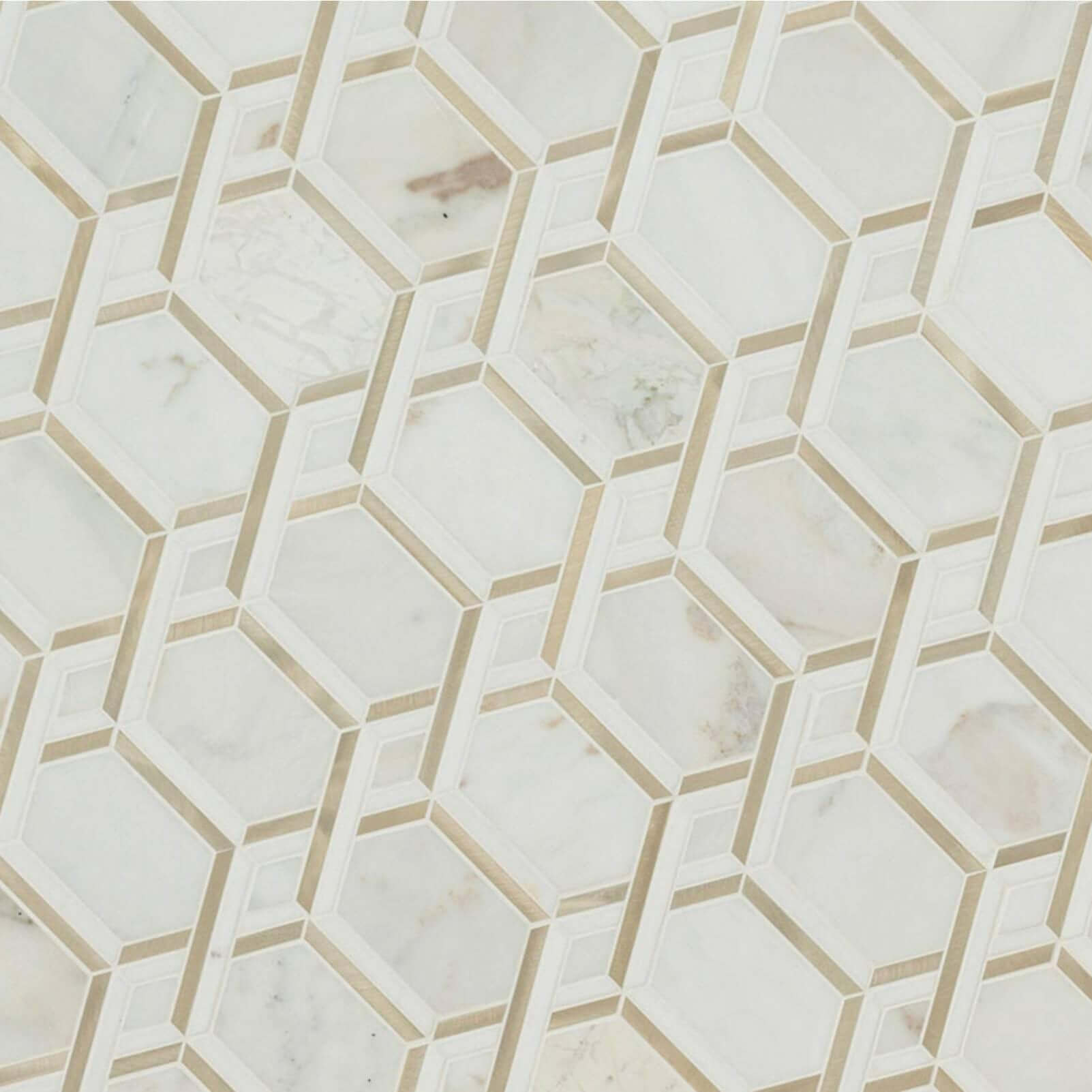 Luxor Royal Link Gold Pattern Mosaic Tile - Hey Tiles