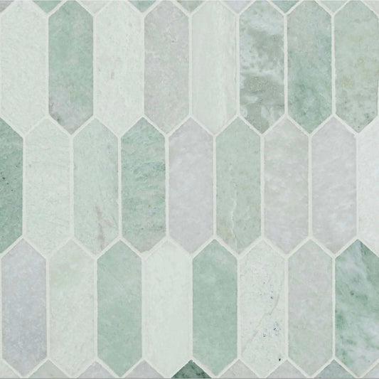 Ming Green Picket Polished Mosaic Tile - Hey Tiles