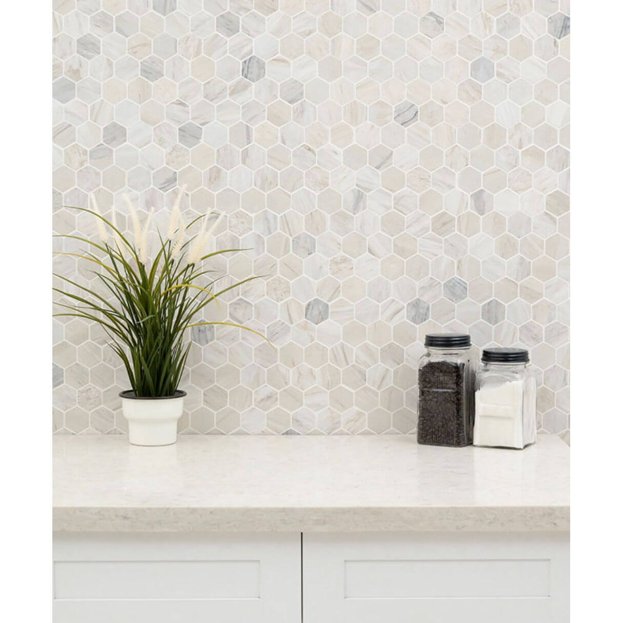 MSI Angora Polished 2" Hexagon Mosaic Tile - Hey Tiles