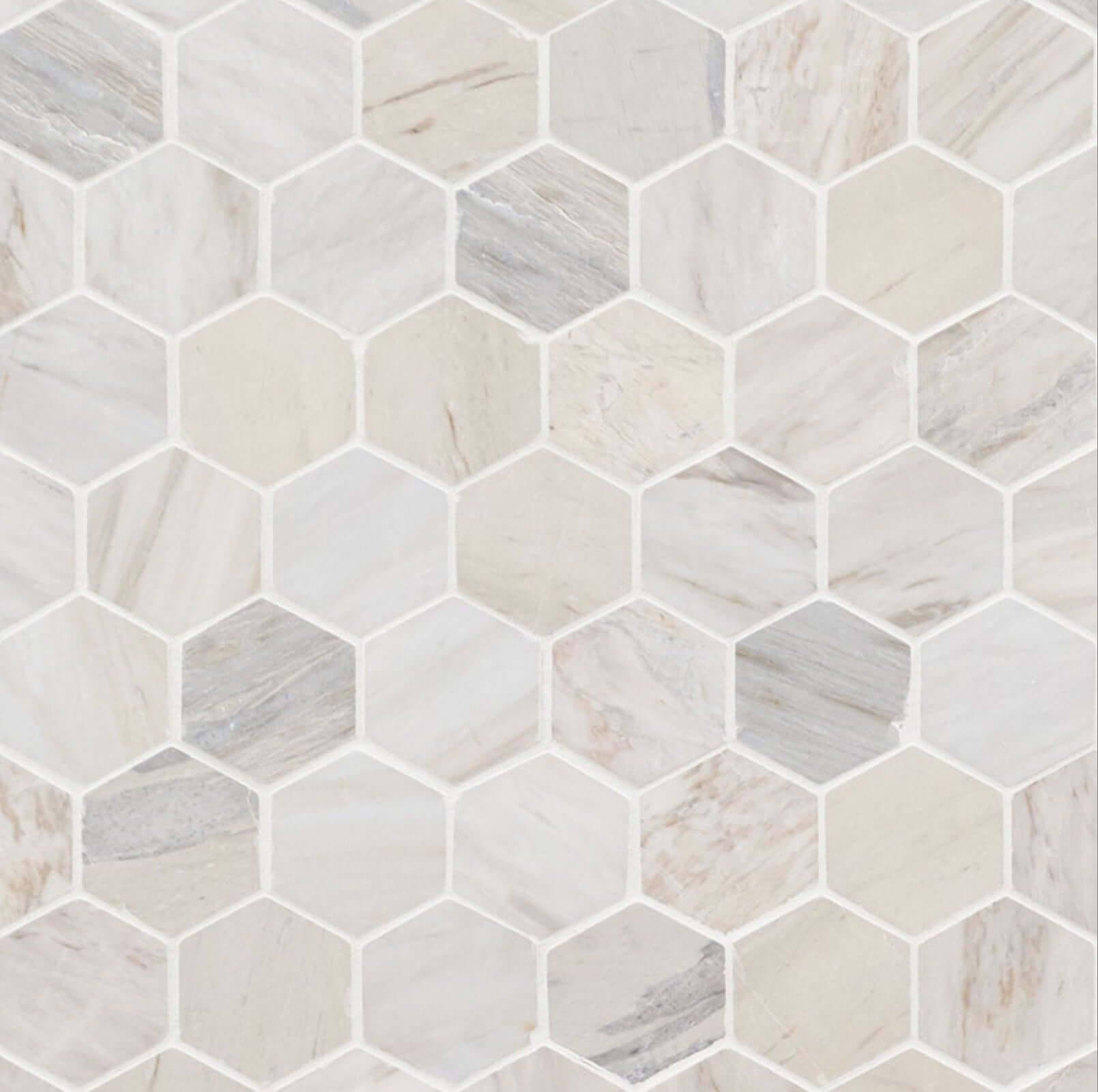 MSI Angora Polished 2" Hexagon Mosaic Tile - Hey Tiles