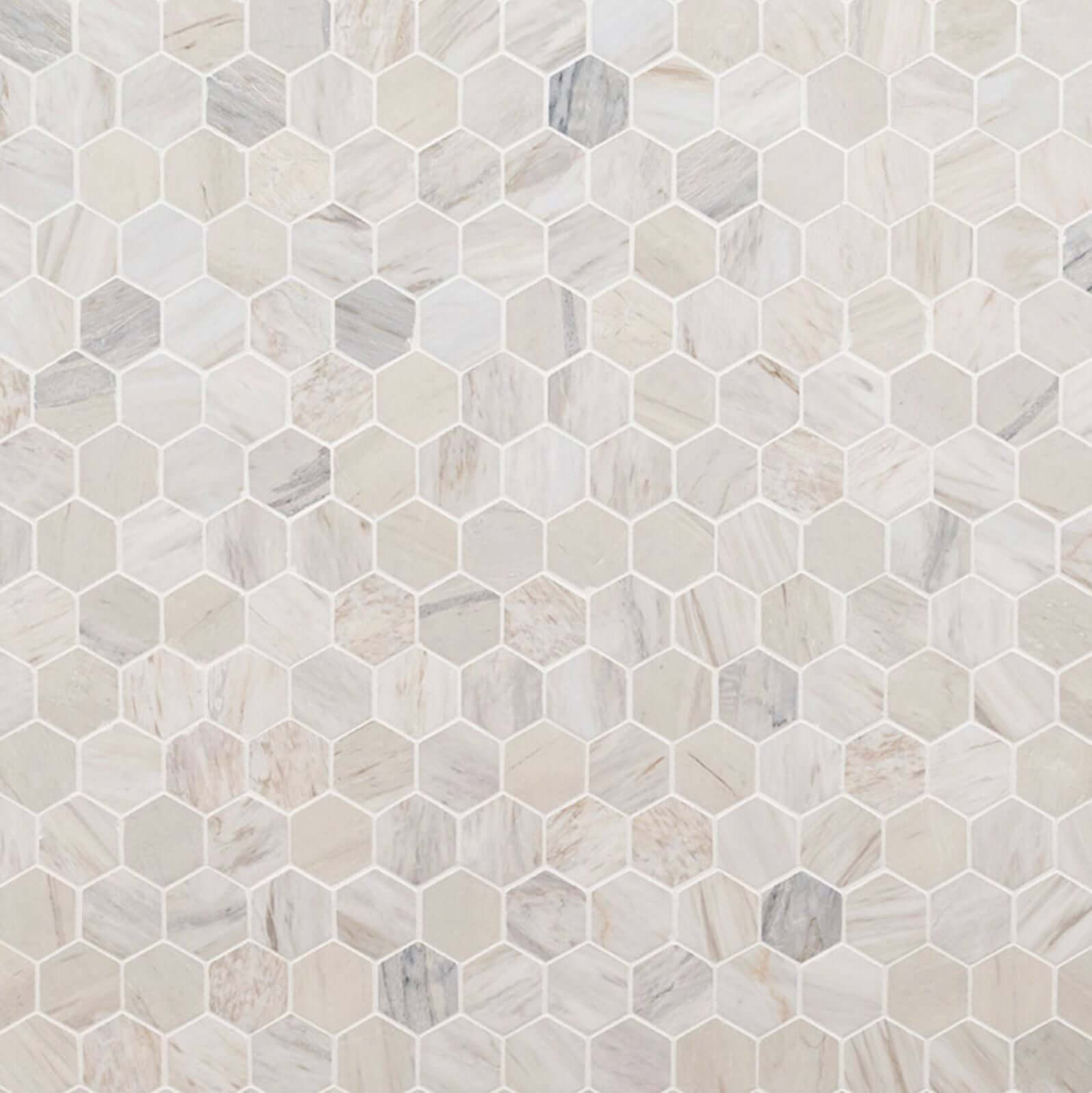 MSI Angora Polished 2" Hexagon Mosaic Tile - Hey Tiles