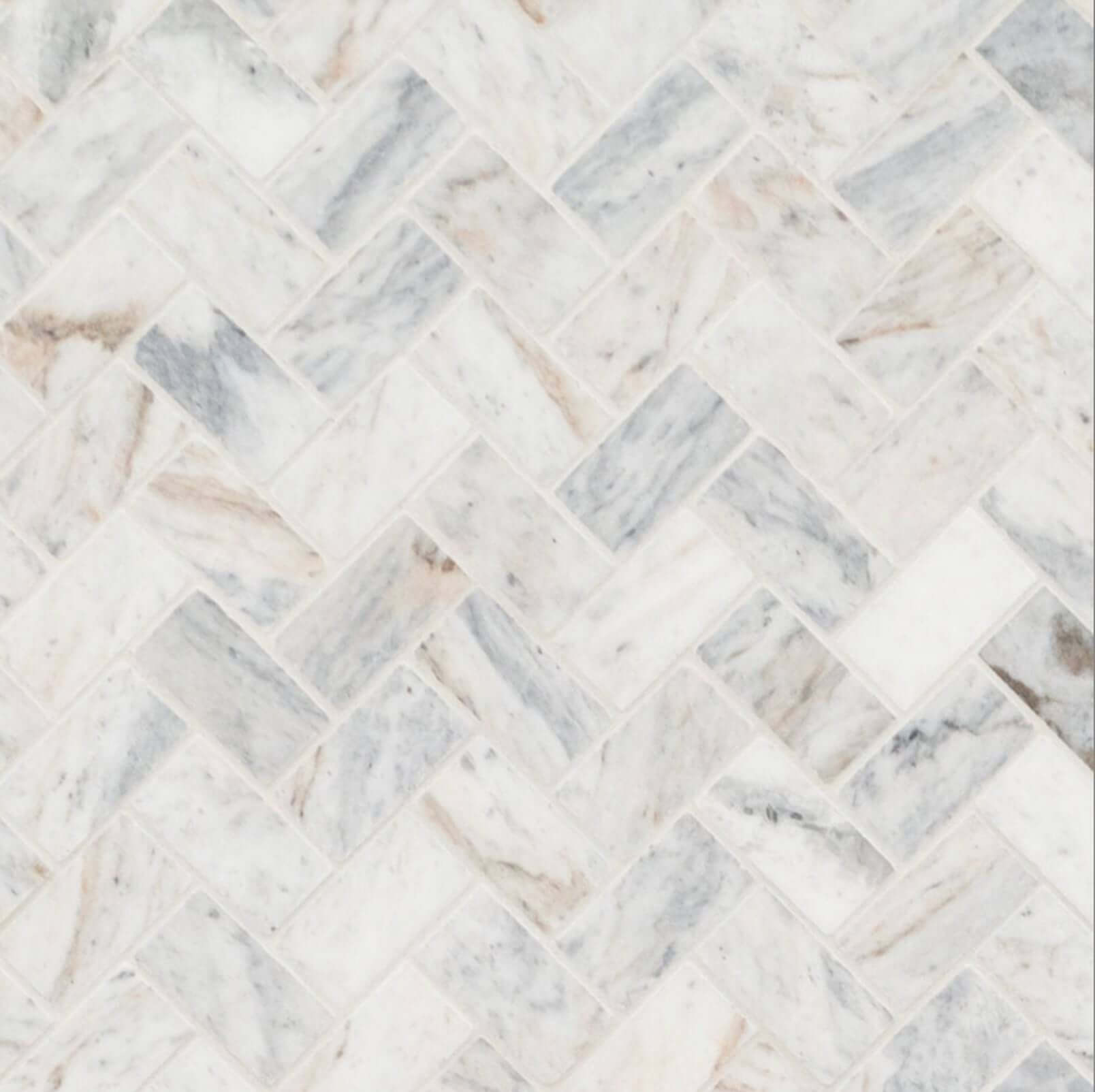 MSI Capri Blue 1x2 Herringbone Honed Mosaic Tile - Hey Tiles