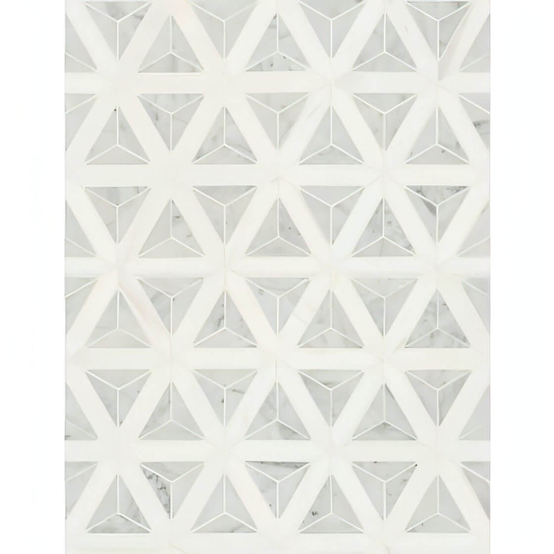 MSI Carrara White + Thassos White Faceted 12x9.26 Polished Marble Mosaic - Hey Tiles