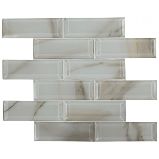 MSI Ivory Amber Beveled Glass Subway Tile - Hey Tiles