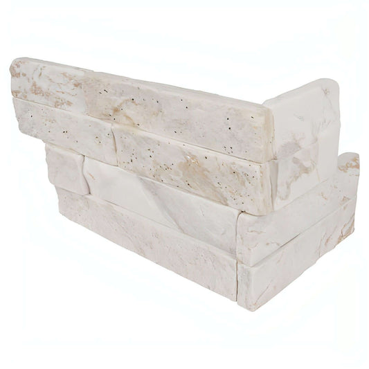 MSI Royal White Splitface Ledger Corner “L” 6x12x6 - Hey Tiles