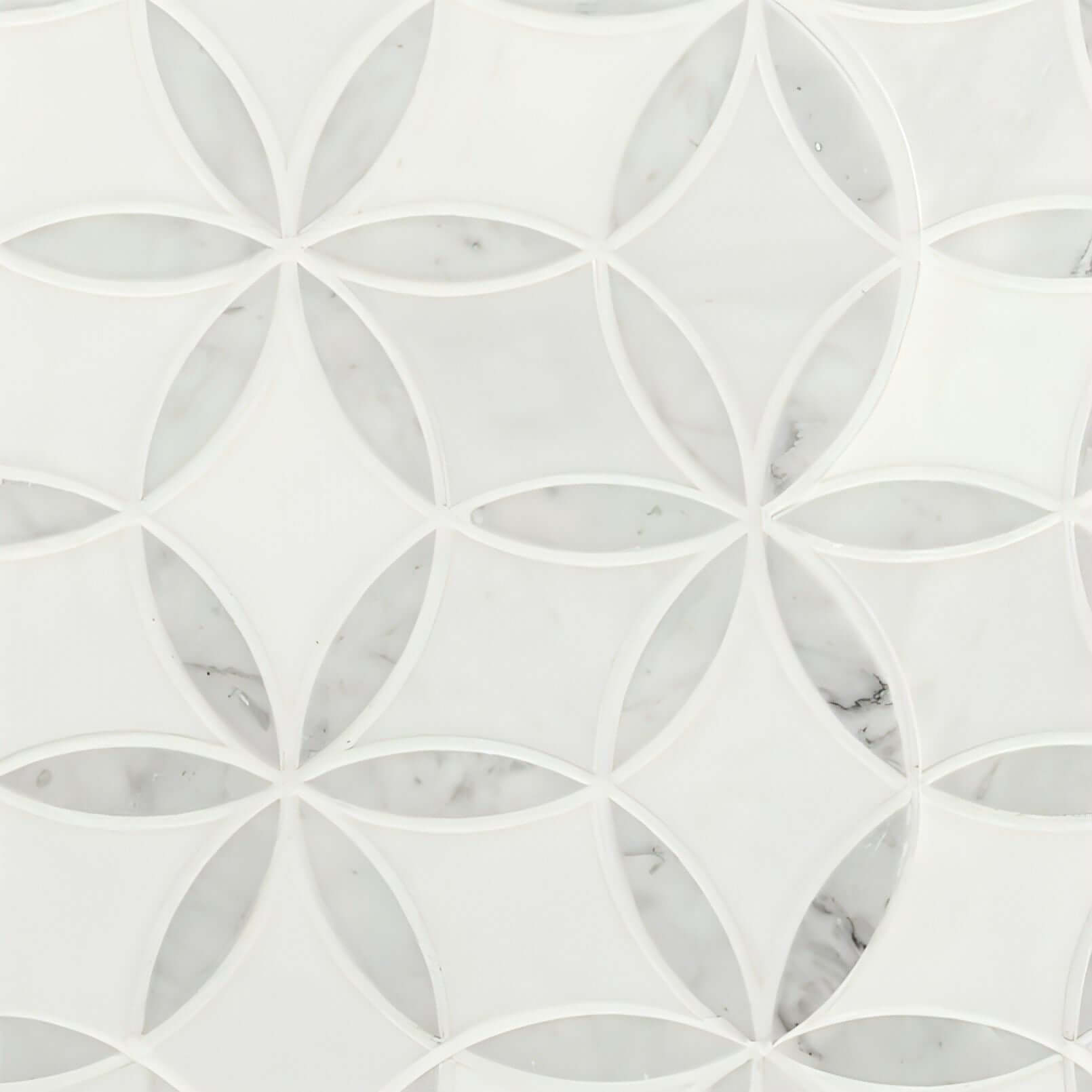 MSI Thassos White + Carrara White Daisy Mosaic - La Fleur Polished Mosaic - Hey Tiles