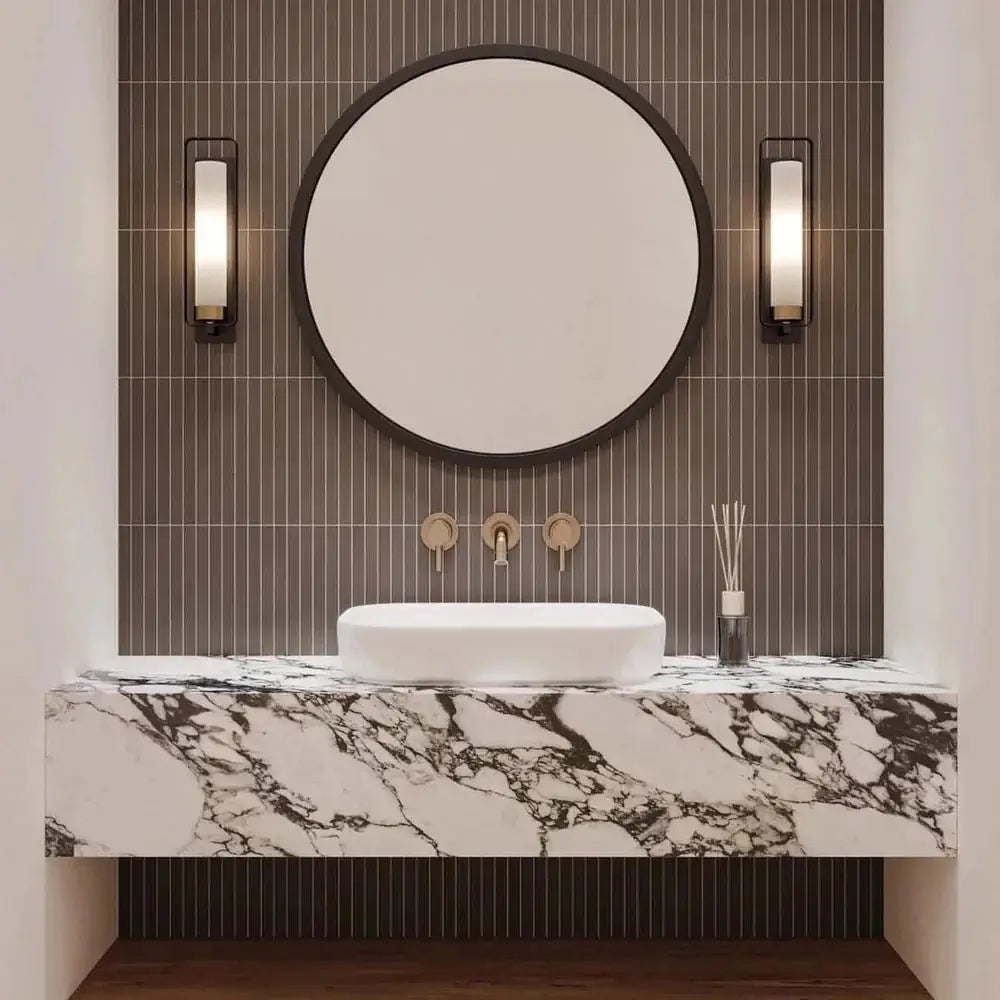 Sahara 1" x 12" Matte Porcelain Mosaic Tile in Dark - Hey Tiles