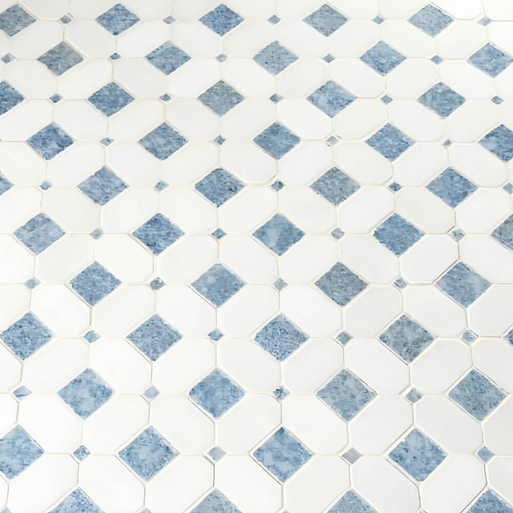 Thassos White + Azula Hatchwork 12X12 Polished Marble Mosaic Tile - Hey Tiles