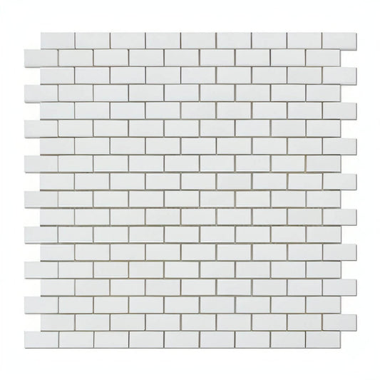 Thassos White Marble Honed Baby Brick Mosaic Tile - Hey Tiles